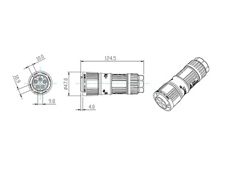 Connettori Fotovoltaici Circolari BC02  (Cinque Spille)