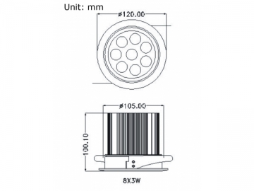 LED Downlight Non Riparabile 8x3w