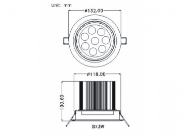 LED Downlight Riparabile 8x3w