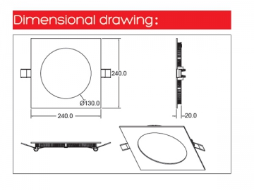 Pannello a LED Quadrato, 240x240mm