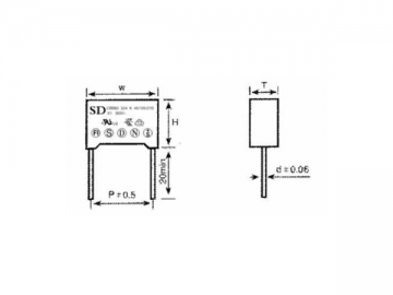 Capacitore a soppressione con film in propilene metallizzato F1