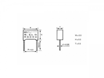 Capacitore a soppressione con film in propilene metallizzato F2