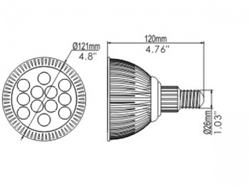 Faretto LED Par38 regolabile da 12W