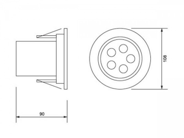 Luce LED a incasso con rivestimento trasparente