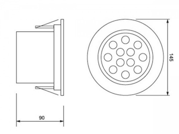 Luce LED a incasso con rivestimento trasparente