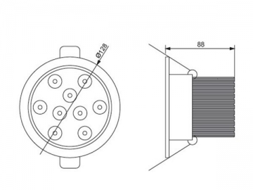 Luce LED a incasso con rivestimento trasparente