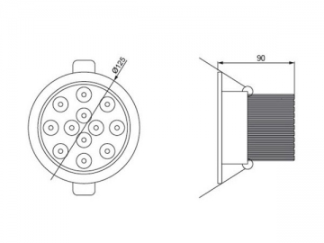 Luce LED a incasso con rivestimento trasparente