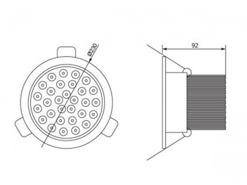 Luce LED a incasso con rivestimento trasparente