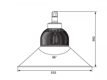 Lampada LED industriale ad alta potenza con alette di raffreddamento in alluminio