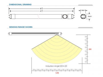 Tubo LED T8 (con sensore PIR regolabile)