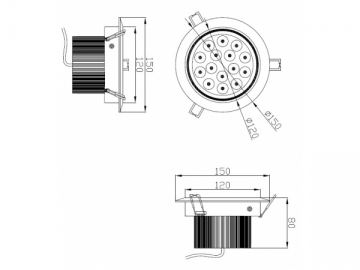 Faretto a incasso LED ad alta potenza 15W