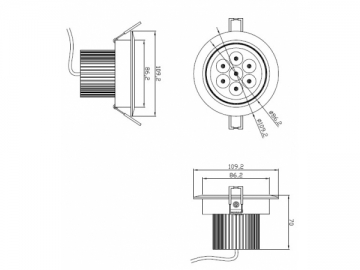 Luce LED a incasso ad alta potenza 7W