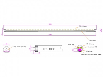 Tubo LED fluorescente 1200mm